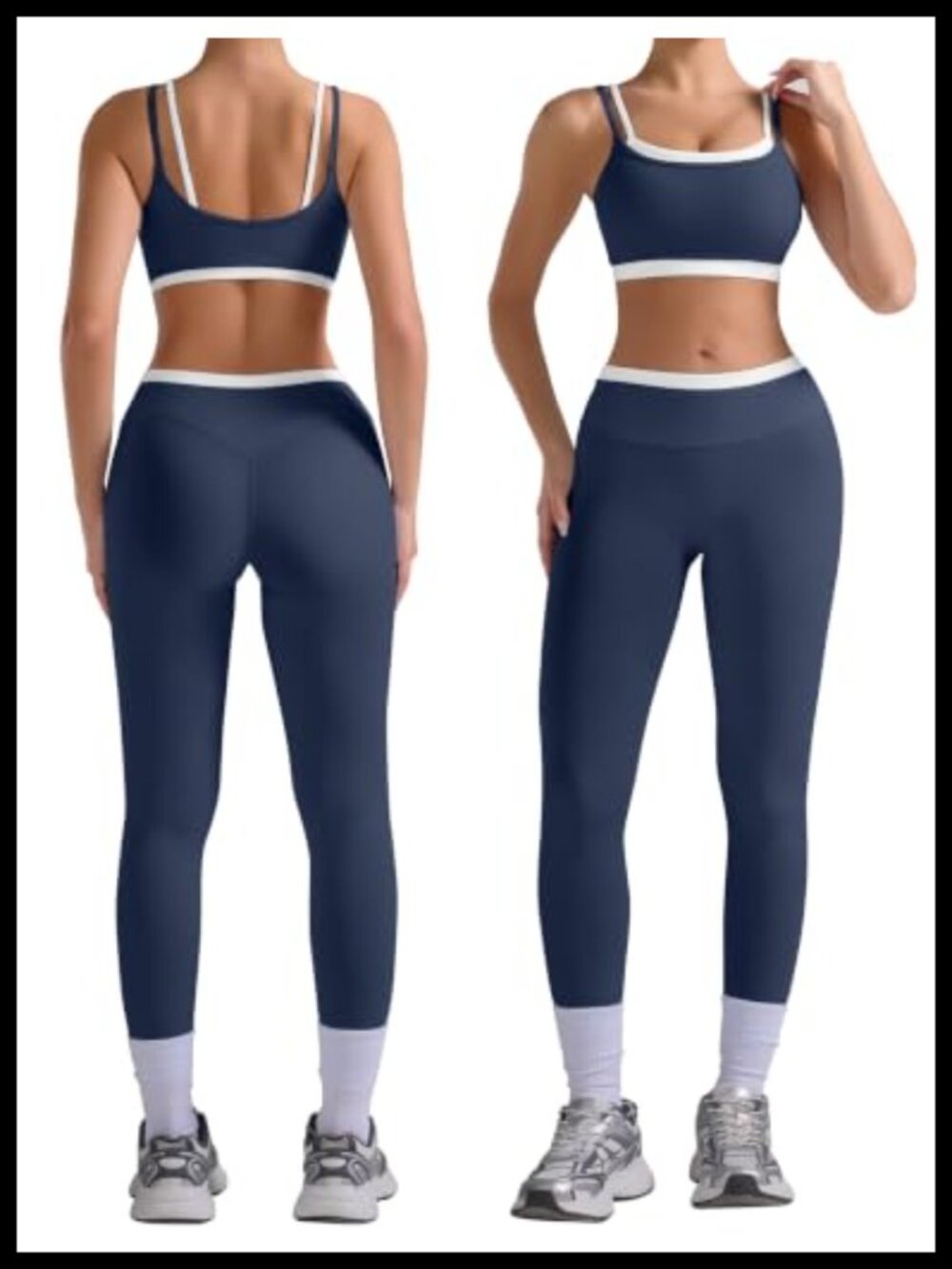 Seamless 2 Piece Workout Set Sports Bra Leggings Built-in Bra